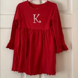 Kelly’s Kids personalized K red dress 4-5